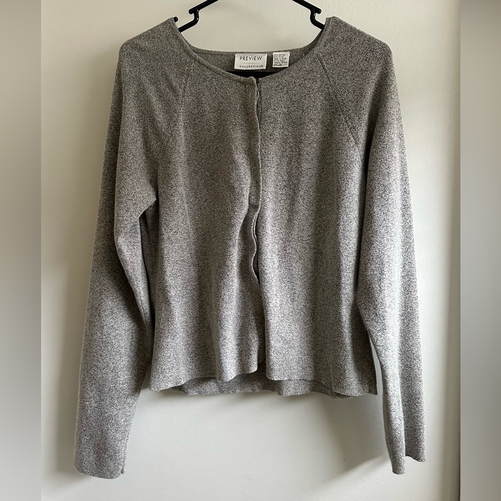 gray cotton button up cardigan